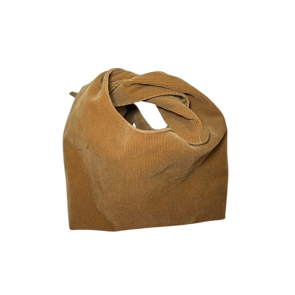 Merit Beauty Brown Corduroy Mini Tote Bag Pouch Tie Handle Cosmetic Bag